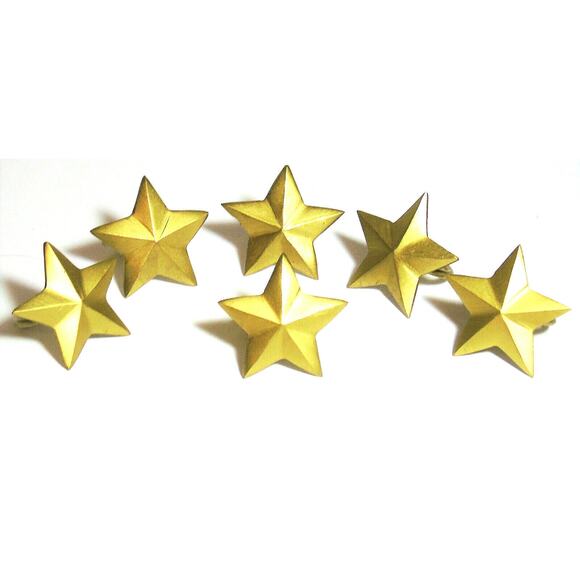 Brass Gold Star Napkin Rings 2.5" Set 6 Brushed Metal Stars Holiday New Year - Picture 4 of 4